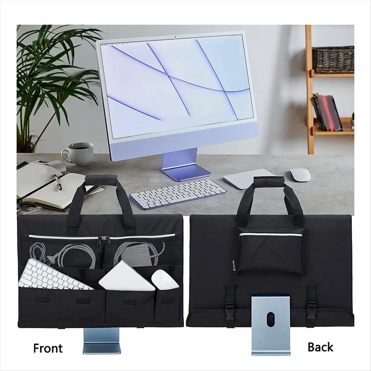 N94R Travel Carrying Case for 24Inch Desktop Computer, Protective Storage Bag for Monitor Dust Cover with Carry Handle Black