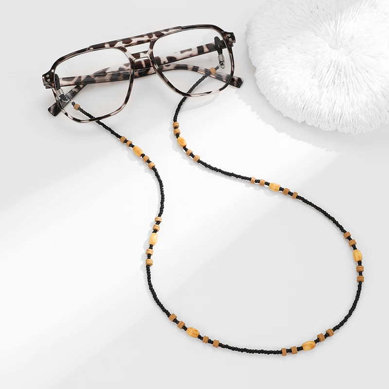 Withyoo | Handmade Wooden Beaded Eyeglass Chain Men Women Black Mask Chain Earphone Chain Anti-slip