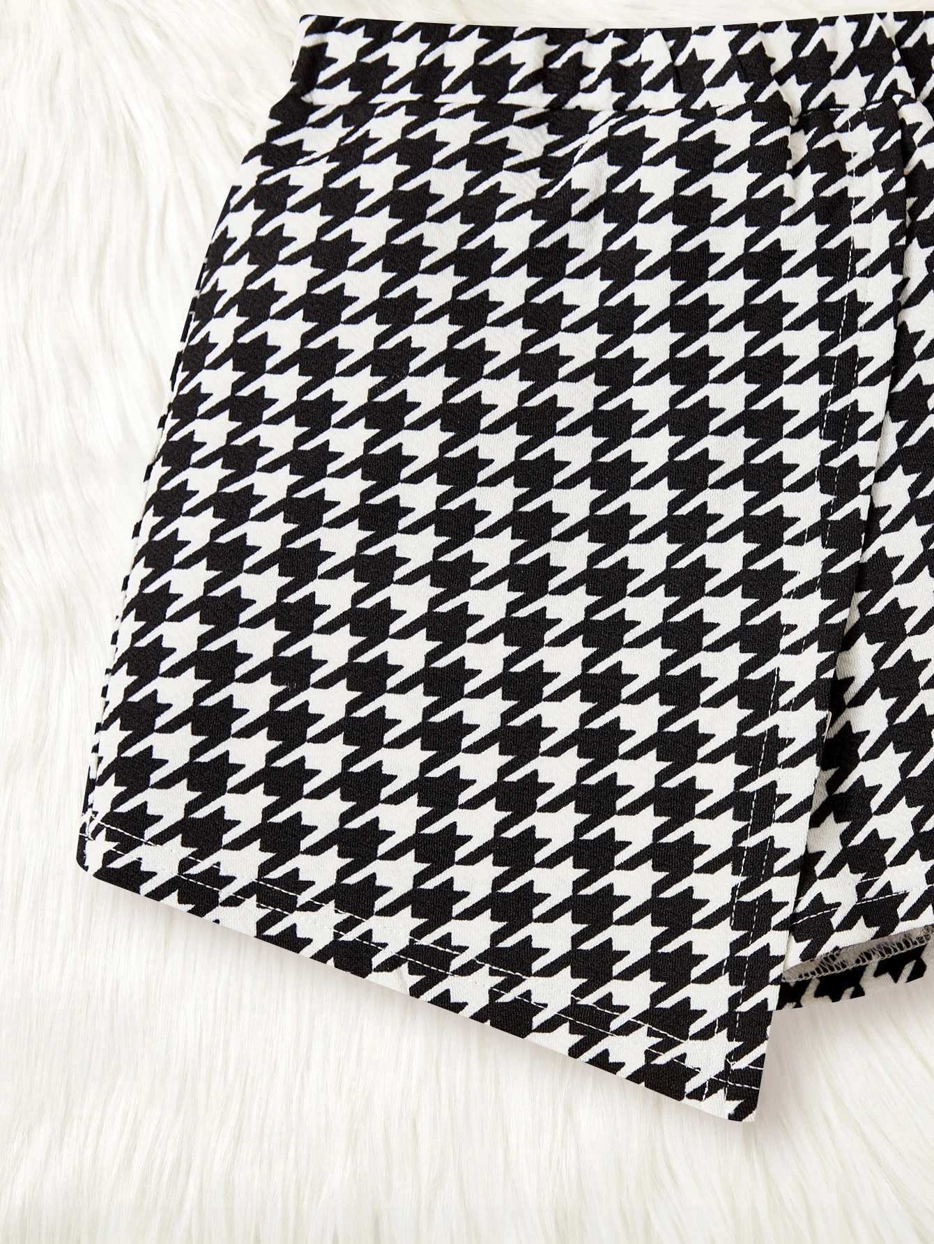 Zestaw spódnic dla dziewczynek Letni nowy styl Houndstooth Krótki top na ramiączkach i swobodna spódnica dla dzieci i dziewczynek 2-częściowy zestaw