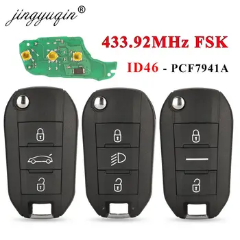 Jingyuqin 433.92Mhz ID46-pcf7941 รถรีโมทกุญแจ 2/3 ปุ่มFobสําหรับPeugeot 508 208 2008 301 308 5008 Citroen C-Elysee C4-Cactus