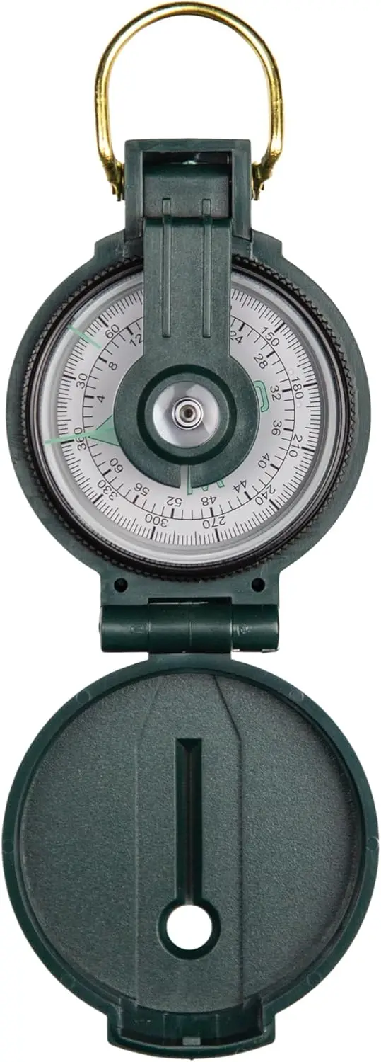 

Military-Style Lensatic Compass for Hiking, Camping, Survival, Orienteering; Durable, Waterproof, Precise Navigation Tool