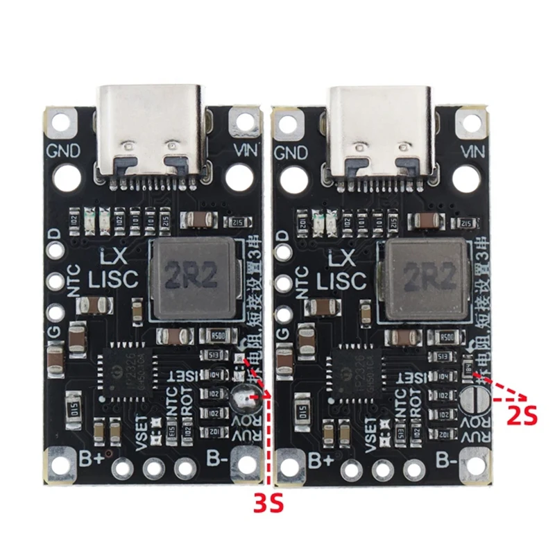 5PCS Type-C 2S BMS Lithium Battery Charging Boost Module 8.4V 12.6V With Balanced Support Fast Charge With Indicator Accessories