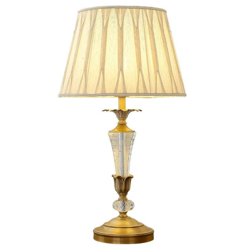 

Crystal, desk lamp, American, all copper, high-end, bedroom, bedside lamp, high-end, luxury