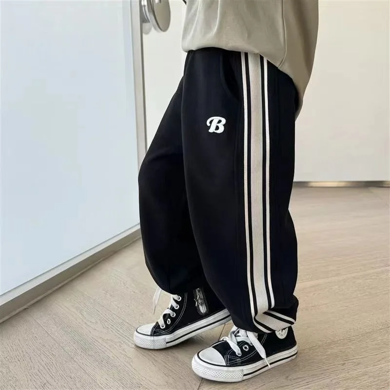2025 New Boys' Sports Jogger Pants for Toddler & Big Kids, Spring Autumn Color-Blocked Cuffed Design, Comfortable Kids Pants view 6