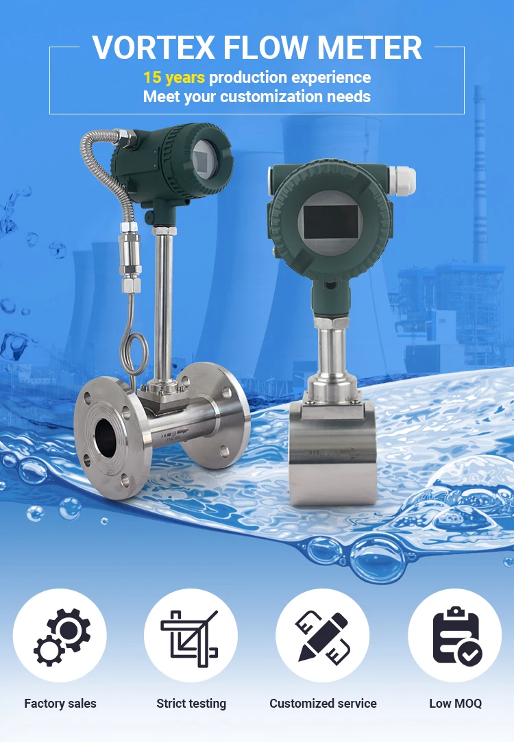 High Accuracy Stainless Steel LCD 24V/3.6V 4-20ma Digital Steam Flow Meter Water Vortex Flowmeters