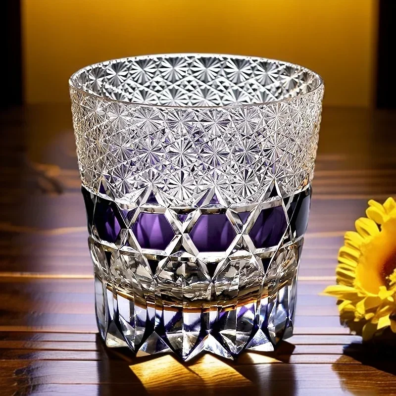 Whiskey glass, Japanese hand-carved foreign wine glass K9 crystal glass wine glass