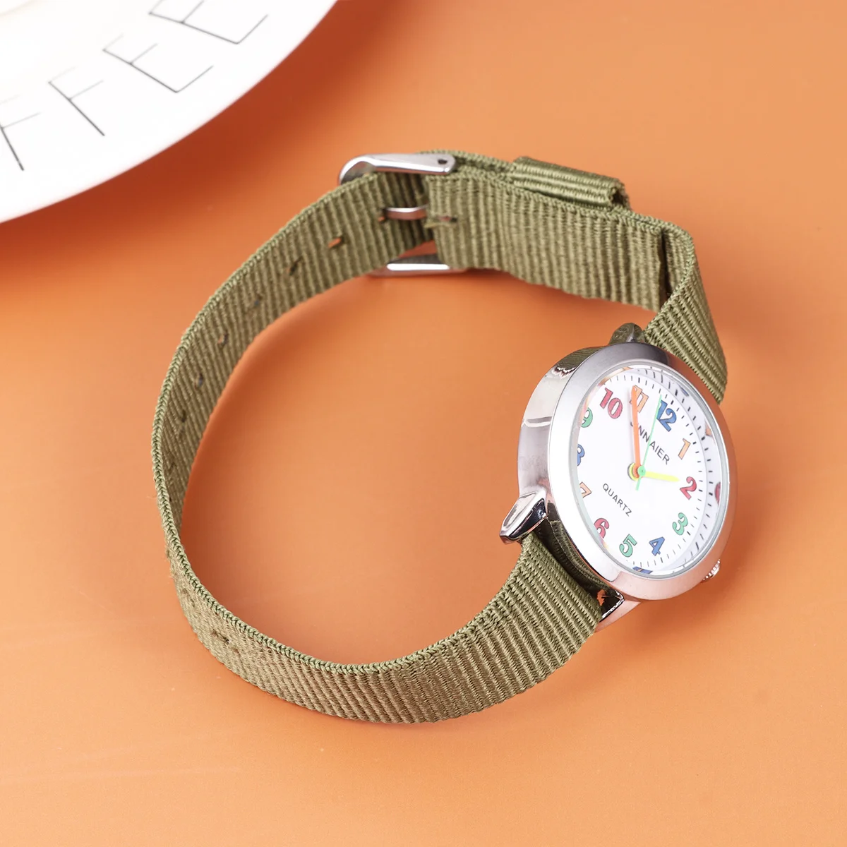 ساعة كرتونية لحزام نايلون أخضر، حركة كوارتز دقيقة، زخرفة معصم ممتعة قابلة للتعديل، هدية يوم المدرسة #3