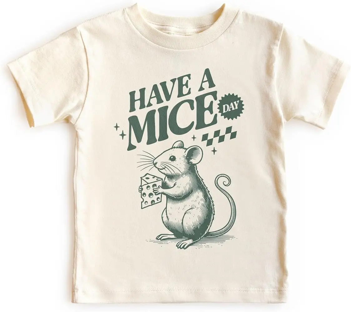 Kids Funny Vintage Mouse Shirt - Have A Mice Day Sarcastic Pun Retro  Summer Short Sleeve