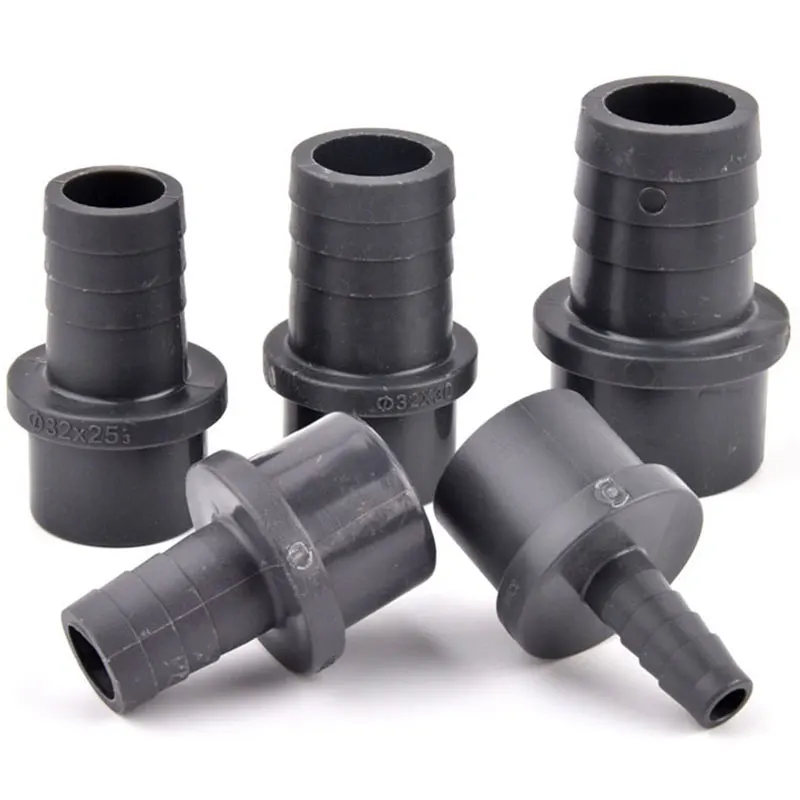 32/40/50/63 to 12~60mm Big Size Dark Grey Pagoda Connector Aquarium Fish Tank Hose Adapter Garden Irrigation Pipe Joint Fittings