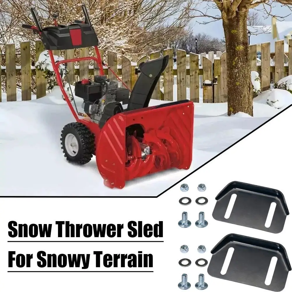 

Steel Snow Thrower Sled Kit Snow Blower Skid Shoes Replacement Accessory with Mounting Hardware for Snowy Terrain
