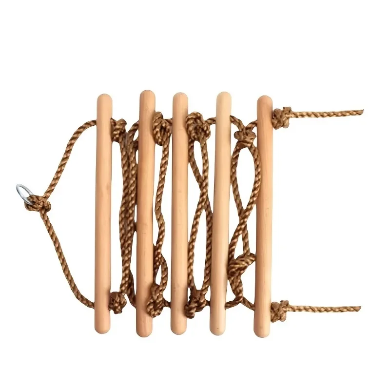 Equipo de entrenamiento sensorial para niños, juego de madera de 5 capas, escalera de escalada, columpio, cuerda, anillo de escalera, uso interior y exterior, coordinación estimulante