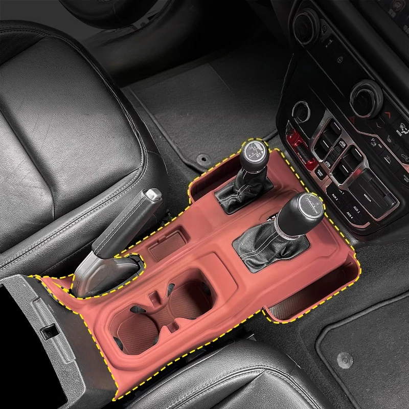 All-in-One Center Console Silicone Pad Gear Shift Cover Cup Mat Organizer Pocket for Jeep Wrangler 2025 Interior Modification