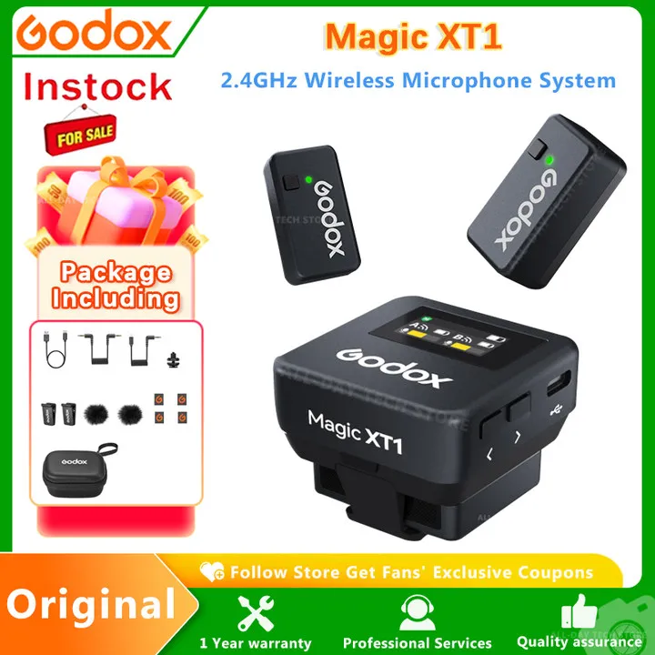 GODOX Magic XT1 2.4GHz Wireless Microphone System Max. 200M LOS Range Pro Audio Treatment UAC Support Digital Audio Recording