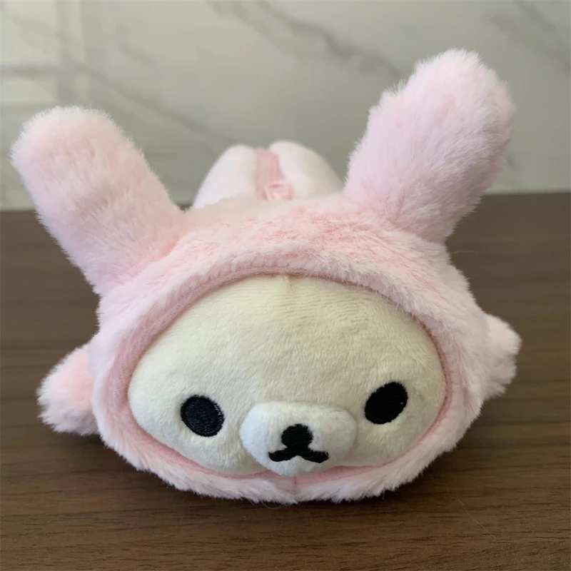 Rilakkuma Bunny Plush Pencil Case for Girls Kids School Cute Pink Pencil Pouch Pen Bag Kawaii Storage Bag