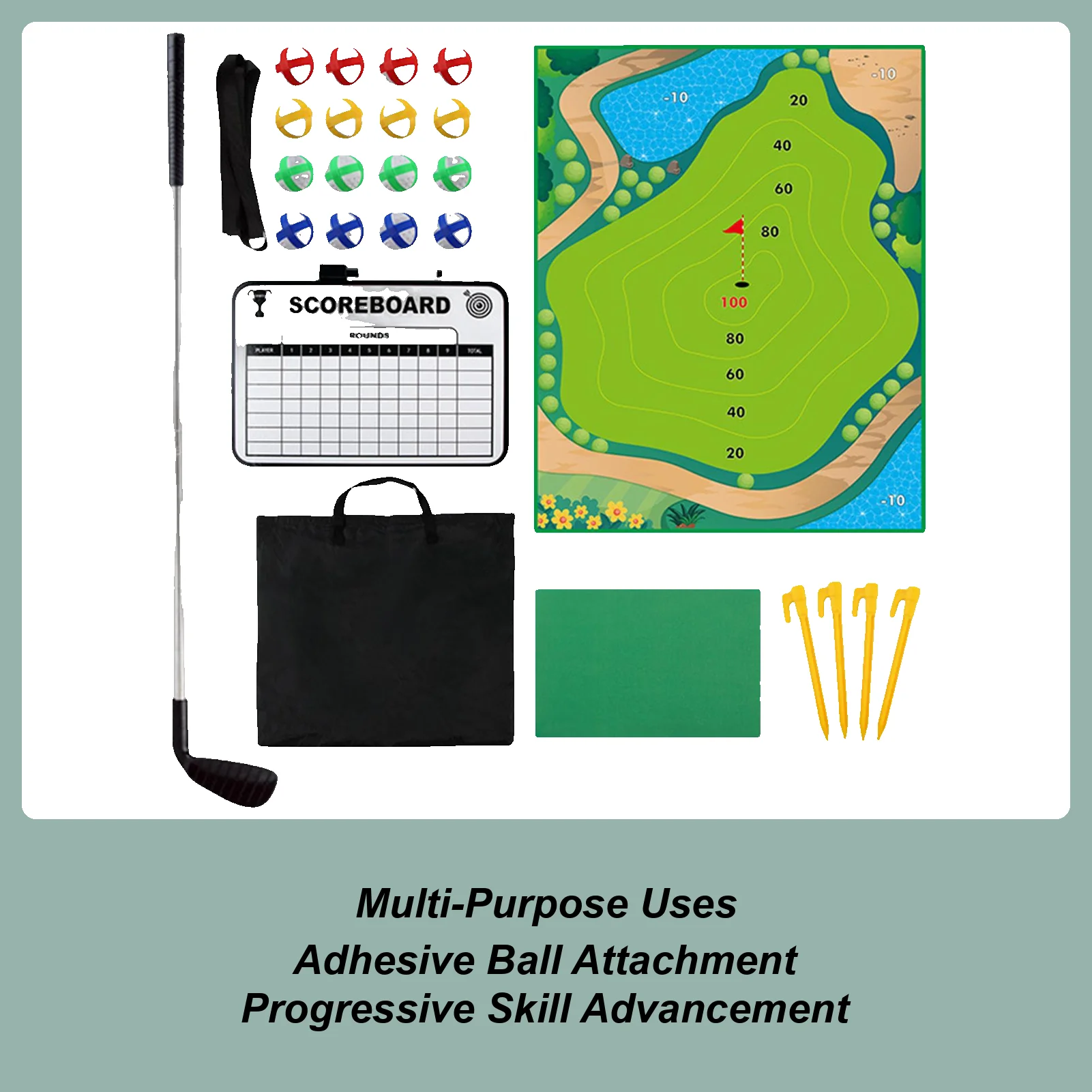 

Golf Training Game Set For Kids Sticky Practice Mat With Club Putting Green Training Equipment For Beginner Adults Family