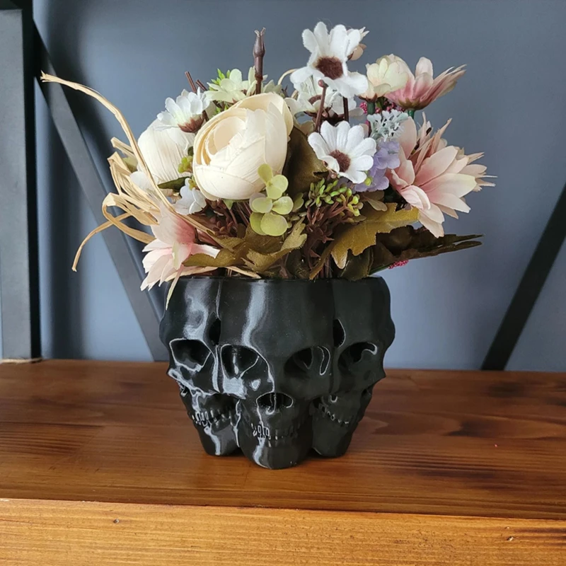 Terror Polyface Skull Planter Succulent Plant Flower Pot Container With Drain Holes Flowerpot Figure Garden Decor