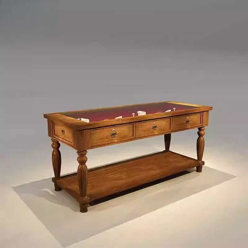 AAMedieval Jewelry Collection Display Case Jewelry Jade Glass Display Case American French All Solid Wood