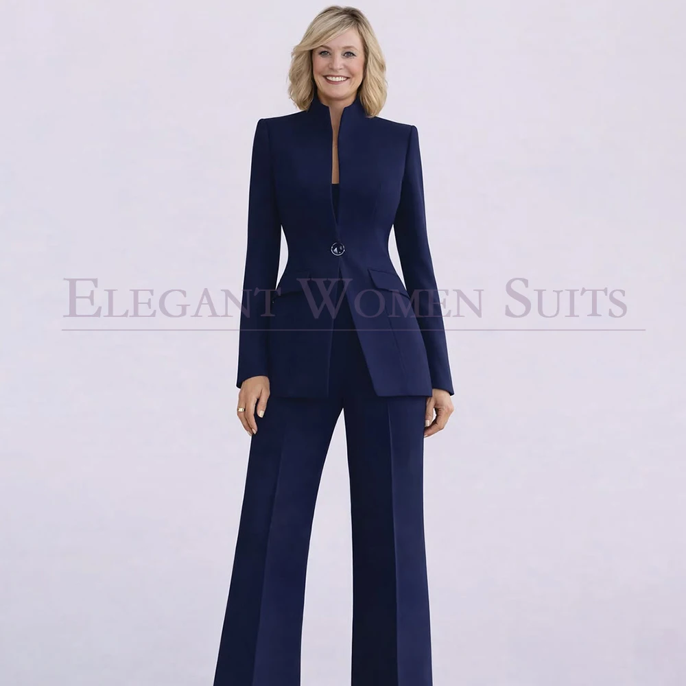 

Tailor-Made Navy Blue Women's Suits High Quality One-Button Blazer Fashion Office Lady Work 2 Piece Jacket Pants Female Clothing