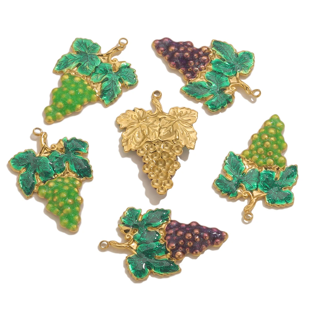 

2pcs Premium Stainless Steel Green Grape Charms Gold Plated for DIY Jewelry Making Necklace Bracelet Craft Material Wholesale