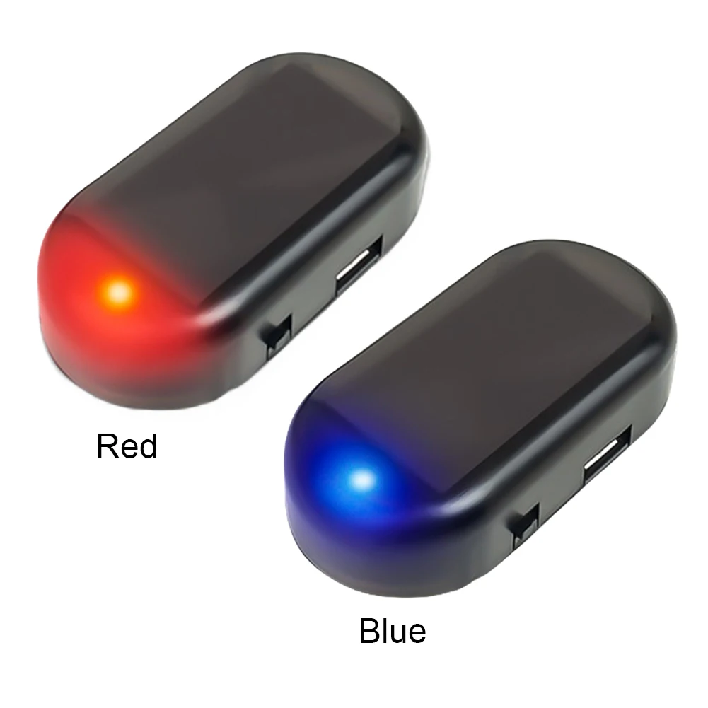 Solar Powered Car Fake Security Light Blue/Red Light Simulated Dummy Alarm Flashing Imitation Lamp Wireless Strobe Signal Alarm