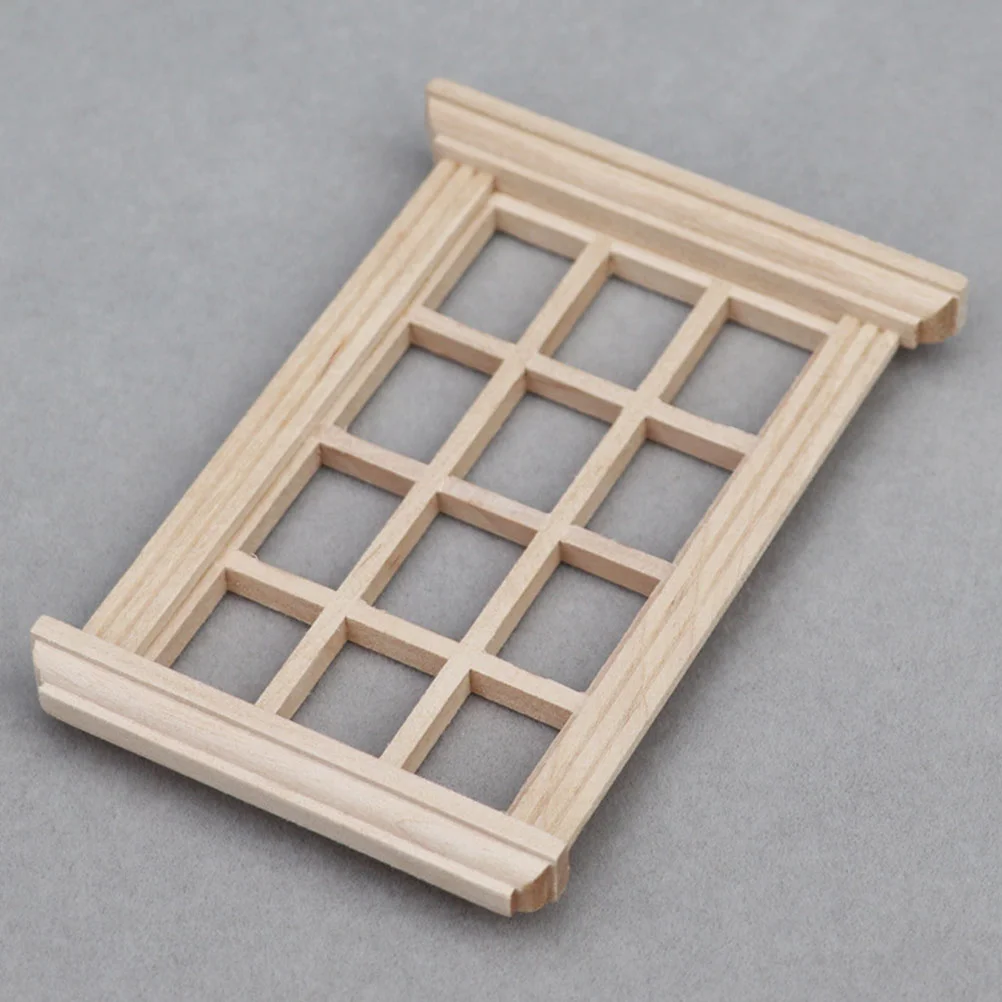 House Wooden Windows Mini Blank Miniature 12-Pane Adornment Outdoor Ornaments
