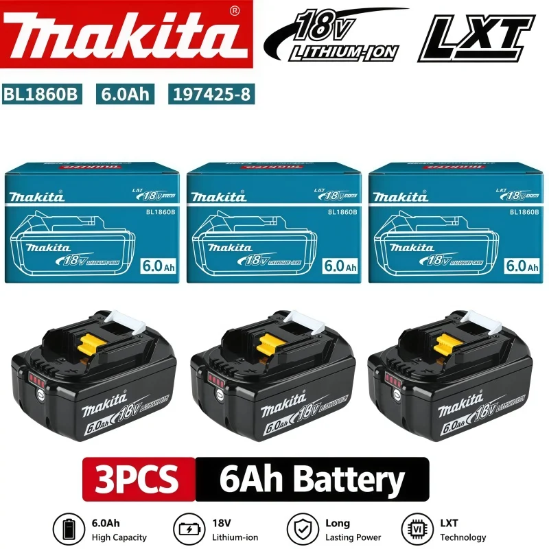 Genuine Makita 18V Battery 6ah,With Battery Indicator Rechargeable Makita Battery,BL1830 BL1840 BL1850 Power Tool Battery image 3
