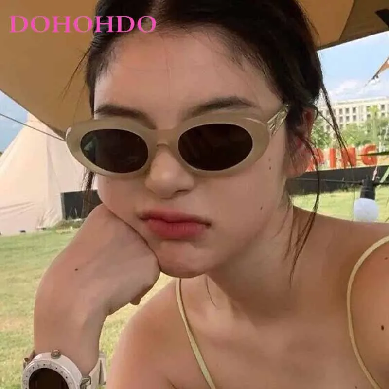DOHOHDO New Retro Sunglasses Women Fashion Leopard Champagne Eyewear Fashion Brand Designer Oval Sun Glasses Shades Lady UV4000 image 2