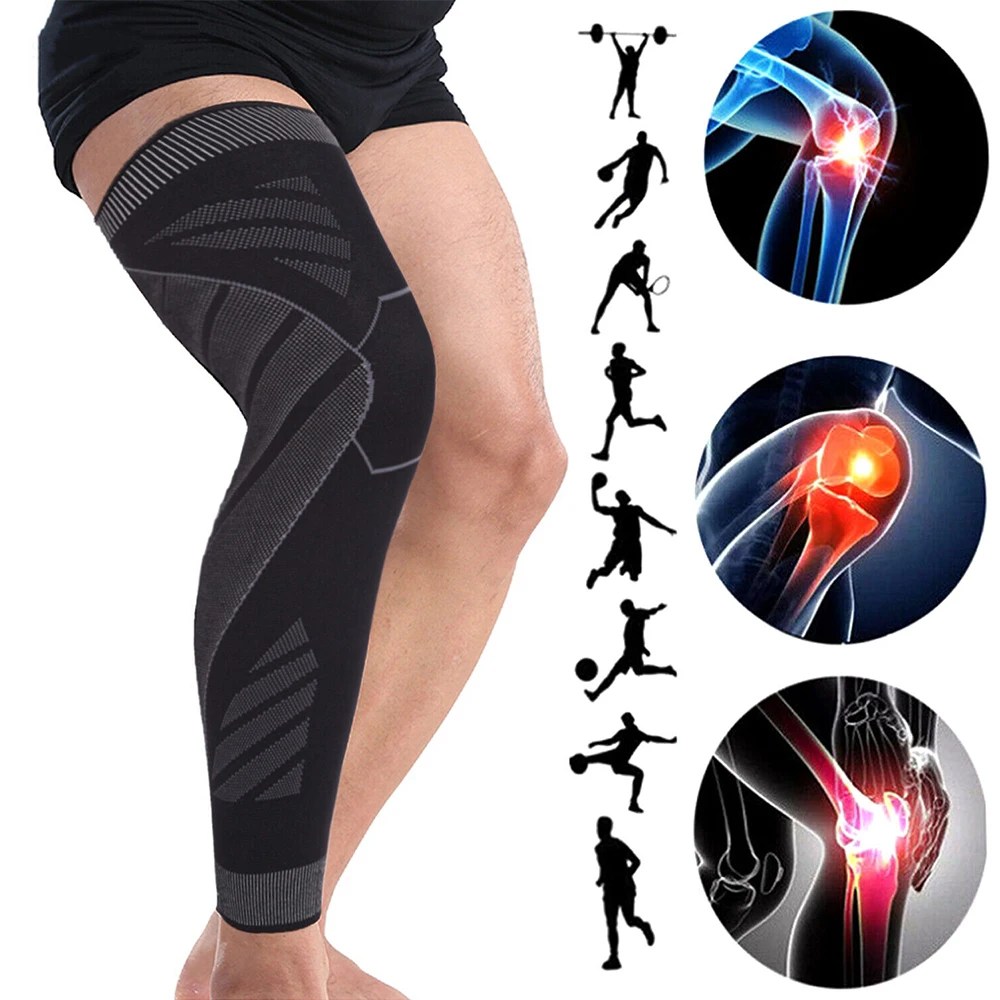 Mangas de compresión de pierna completa para deporte, Protector de soporte de rodilla para levantamiento de pesas, artritis, alivio del dolor articular, desgarro muscular, 1/2 piezas - AliExpress 18