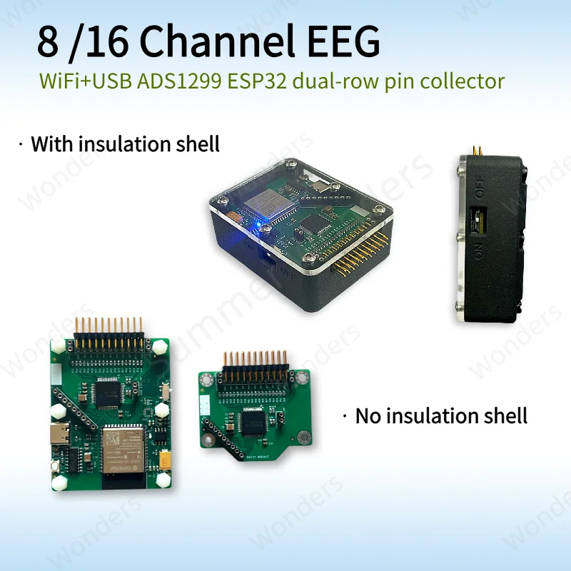 ADS1299 BCI EEG Acquisition Board ESP32 Double-row Pin 8/16 Channel WIFI USB Transmission High Sampling Rate Free Information