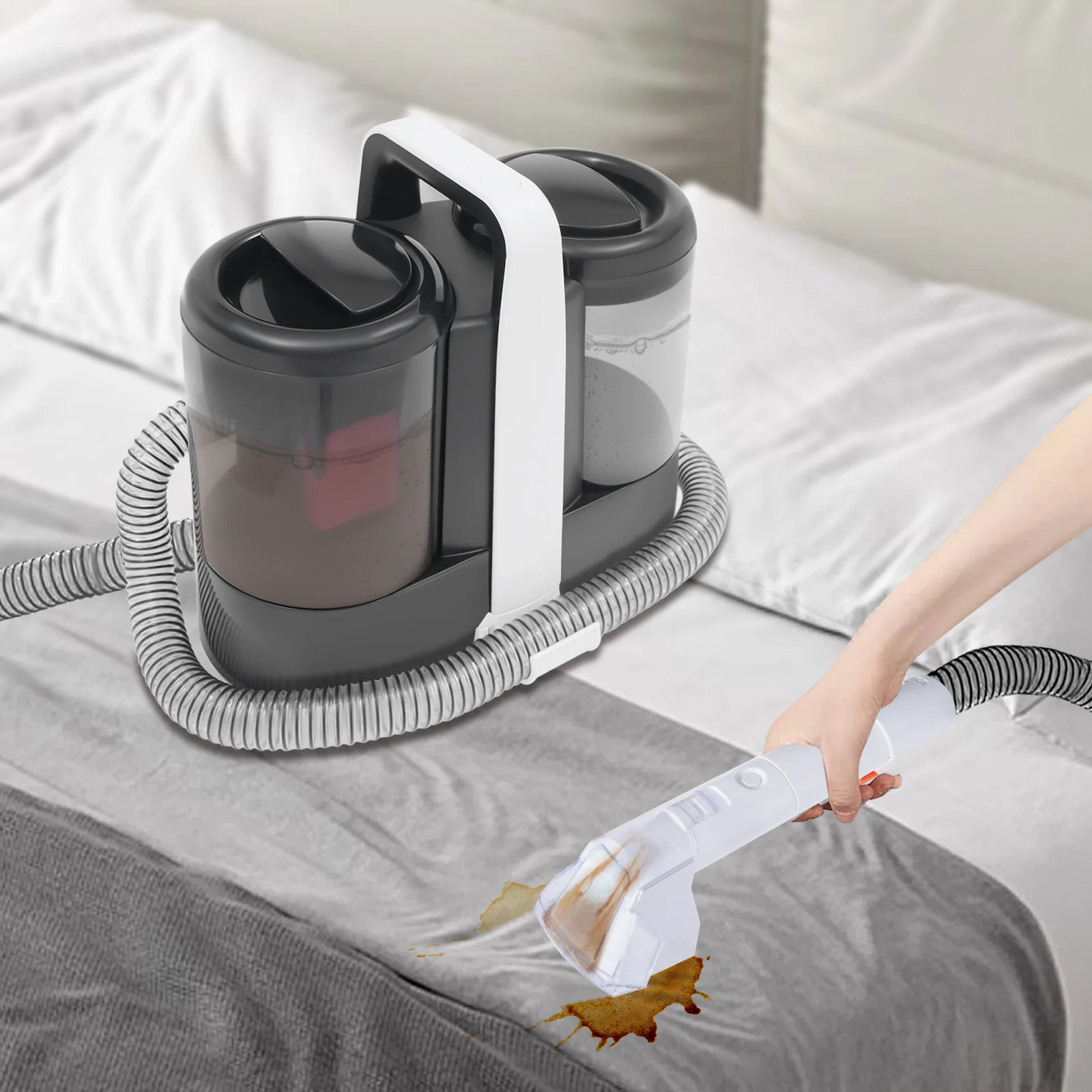 Teppichreinigungsmaschine mit 2 Bürsten Leistungsstarke Fleckenabsaugmaschine