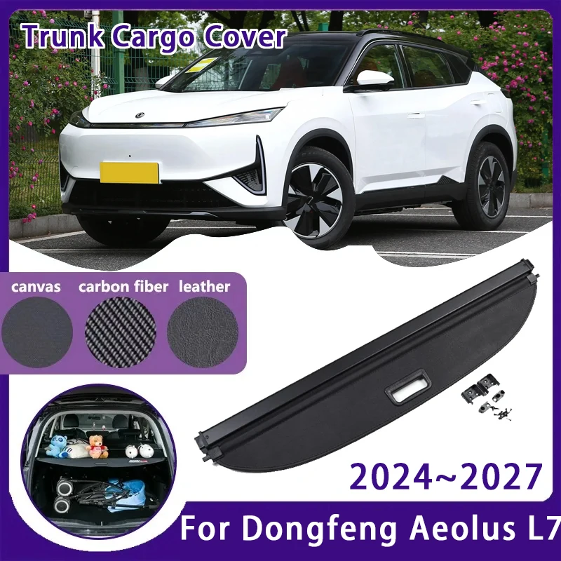 Car Rear Trunk Curtain Covers For Dongfeng Aeolus L7 2024~2027 Retractable Storage Trunk Rack Partition Shelter Auto Accessories