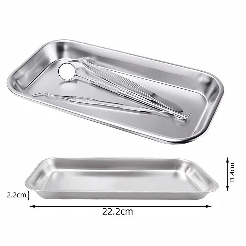 

Stainless Steel Dental Medical Tray Disinfection Surgical Storage Plate Dentist Lab Instrument Tray Place Box for Tattoo Medical