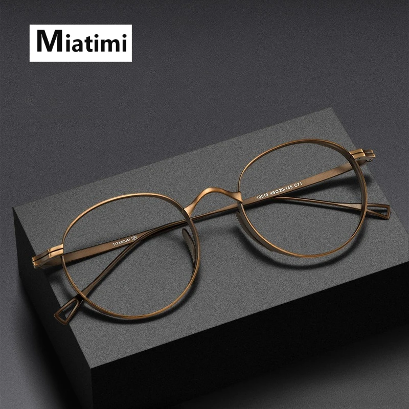 

Модные роскошные очки для женщин, оправа для очков из чистого титана в стиле ретро, удобная круглая оправа для очков по рецепту, мужская оправа