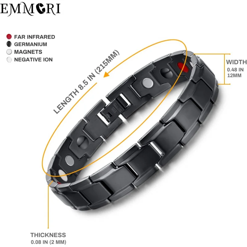 Ultra Strength Magnetic Bracelet - 3,500 Gauss Per Magnet -Magnetic Bracelets for Men Woman - Adjustable Length