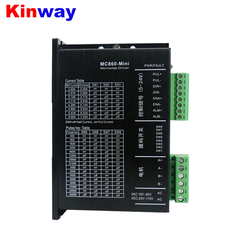 

Завод Kinway, Мини Драйвер шагового двигателя MC860, мини 2-фазный Гибридный шаговый двигатель серии Nema 34