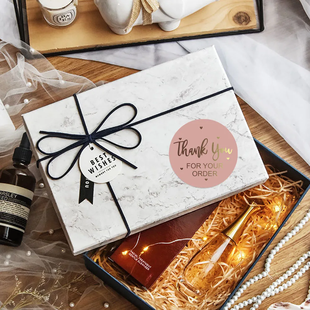 500 قطعة تسميات مستديرة ورق الكرافت شكرا لك ملصقات Dragees كيس الحلوى زهرة هدية صندوق كعكة صناديق التعبئة والتغليف ملصق الزفاف #4