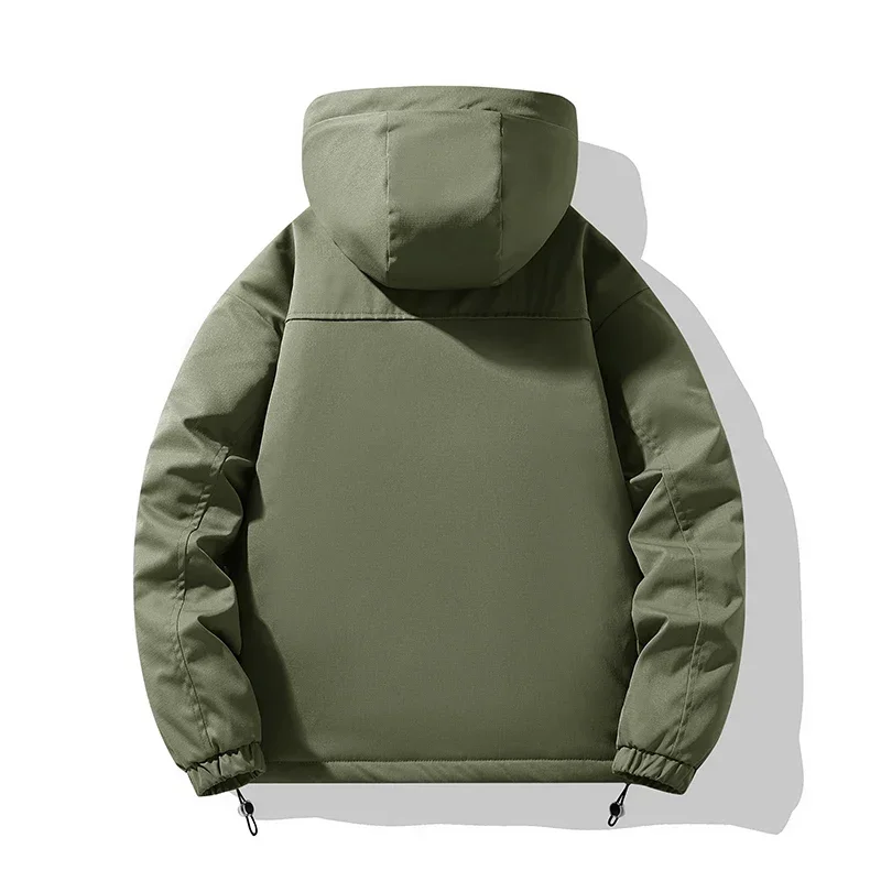 High Quality Solid Color Hooded Plush Jackets Men's 2023 Autumn Winter Loose Fleece Thicken Coat Clothes Outdoor Warm Top Parkas