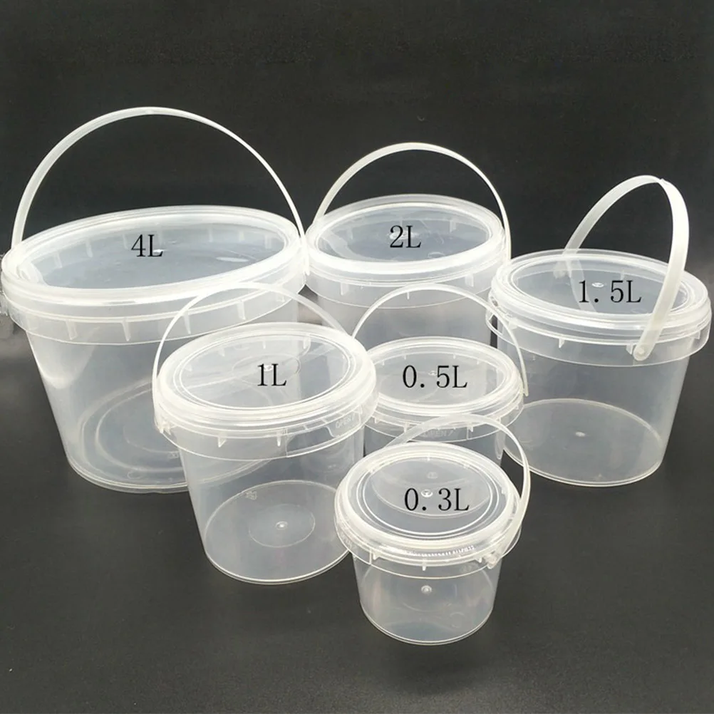 

2 L Ice Cream Tank Food Grade PP Plastic Bucket with Handle Portable Home Use Storage Box for Kitchen Baking Cooking Liquid