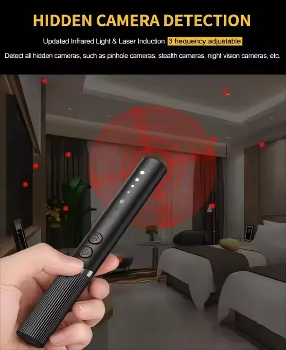 2024 AI Anti-Spy Detector: 4 Modes RF/Magnetic/Camera/IR Scan, Dual-Chip, 45H Battery, Type-C Fast Charge, Travel Essential