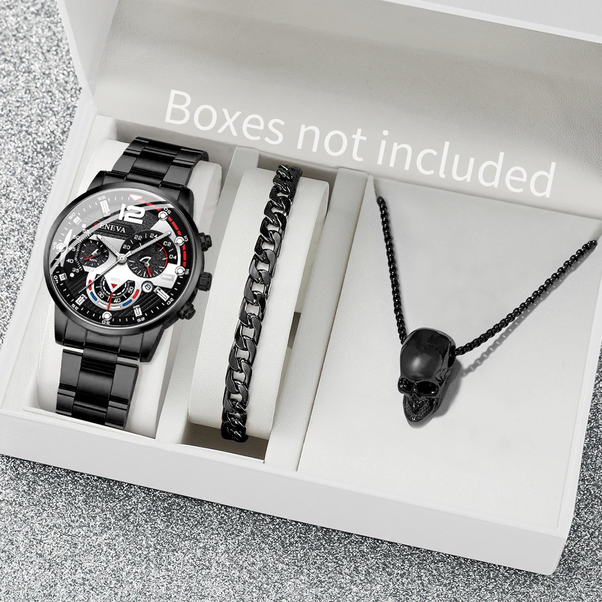 3PCS/Set Luxury Men Business Watches Fashion Male's Calendar Quartz Watch Jewelry Set Reloj Hombre（Without Box）