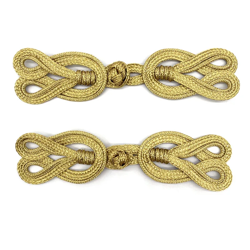 1 Pairs Gold Chinese Frog Closure Knot Button Fastener for Bags Garments Cheongsam Tang Suit Decoration