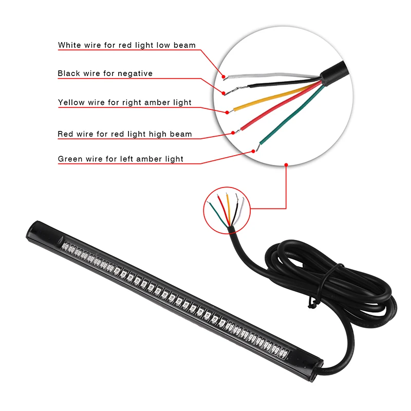 Striscia della barra luminosa del motociclo freno di coda Stop indicatore di direzione targa integrata 3528 SMD 48 LED colore rosso ambra