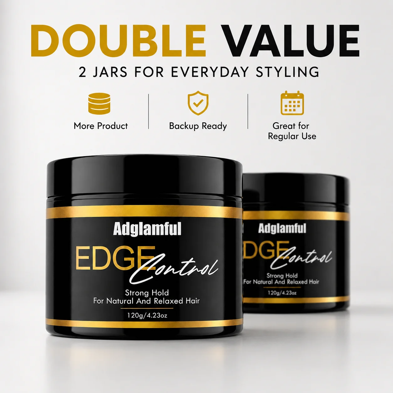 2 Pack Edge Control 2×120g Strong Hold Hair Pomade No White Residue Long‑Lasting Flyaways Styling For Natural Relaxed Hair