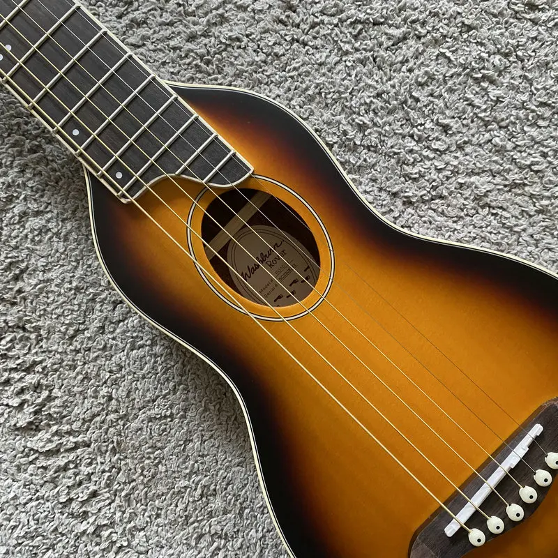 

34'Acoustic Guitar Sunburst Spruce Top with Mahogany Body Mini Size Travel Guitar with Padded Bag Steel String New