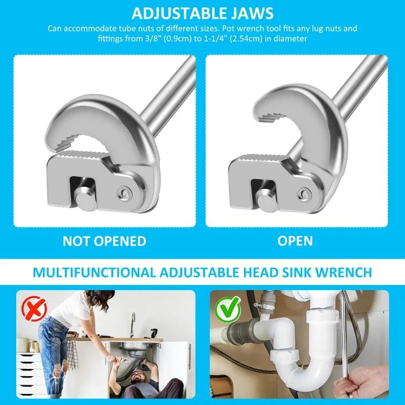 Multi Functional Activity Head Sink Wrench Hot Cold Water Faucet Sink Wrench Carbon Steel Bathroom Water Pipe Disassembly Tools