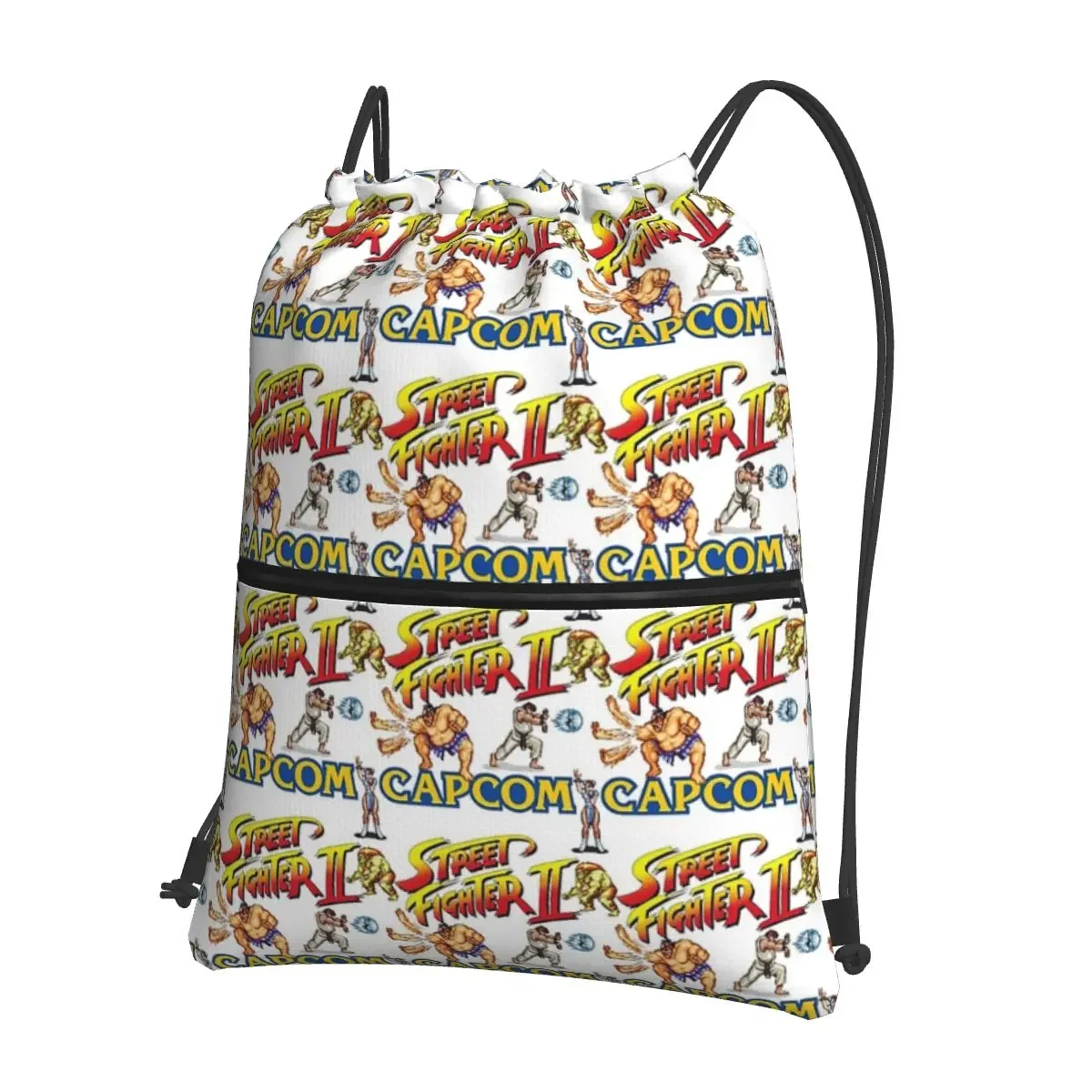 Street Fighter 2 Turbo Pattern zaini portatili borsa con coulisse borse portaoggetti tascabili con coulisse di moda per la scuola