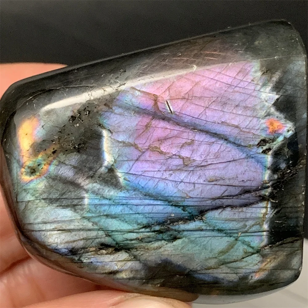 الطبيعية مشرق البرتقال الأرجواني ضوء اللابرادوريت العينات المعدنية الدائمة الأزرق الأصفر الوردي ضوء لابرادور الحلي شفاء الخرز #5