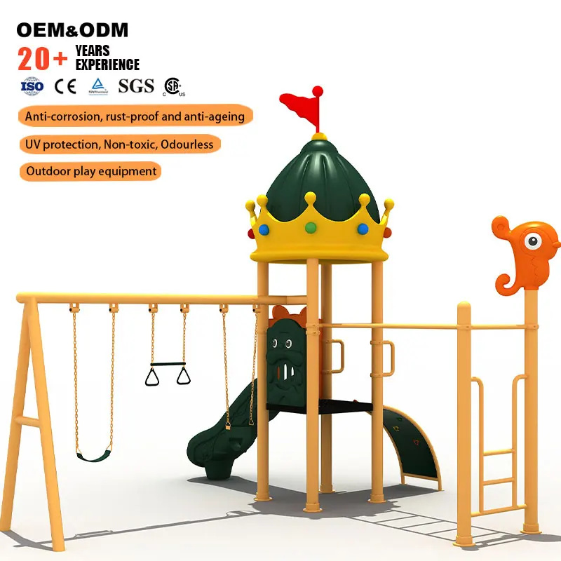 High Grade Custom Made Fortress Outdoor Recreation Gear Children Slide Swing Integrated Unit