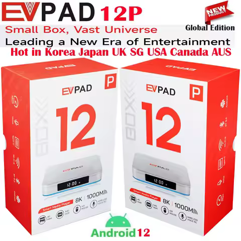[Genuine] Latest version Evpad 12P/12S Android 12 smart TV box 4GB 64GB 8K Wifi6 1000M ethernet Hot in JP Korea SG USA UK CA AUS
