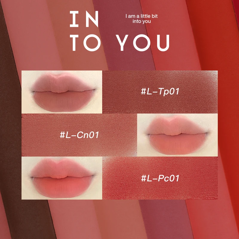 INTO YOU Lip Gloss Women Makeup Matte Velvet Lipstick Moisturizer Red Lip Tint Waterproof Light Long-Lasting Cosmetic